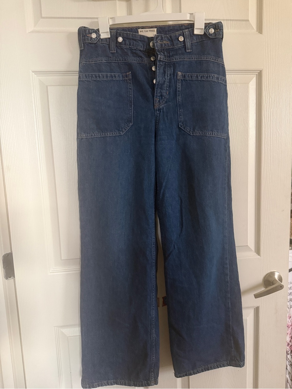 We The Free Wide-Leg High-Rise Jeans in Dark Blue